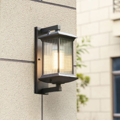 Chinese Glass Column 1-Light Outdoor Wall Sconce Lamp