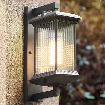 Chinese Glass Column 1-Light Outdoor Wall Sconce Lamp