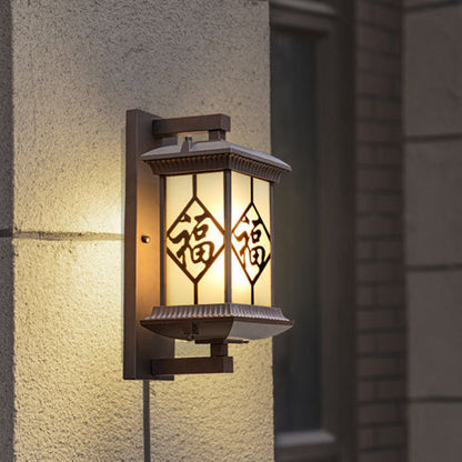 Chinese Glass Column 1-Light Outdoor Wall Sconce Lamp