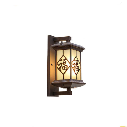 Chinese Glass Column 1-Light Outdoor Wall Sconce Lamp