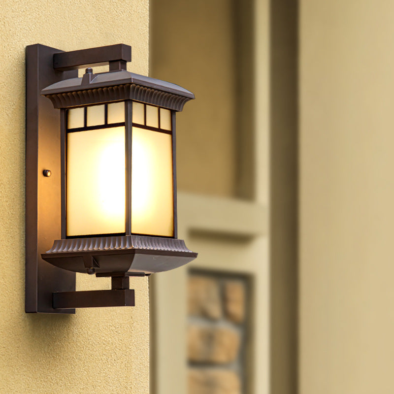 Chinese Glass Column 1-Light Outdoor Wall Sconce Lamp