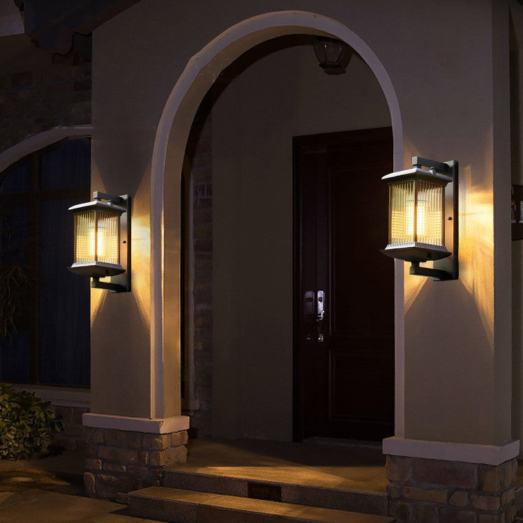 Chinese Glass Column 1-Light Outdoor Wall Sconce Lamp