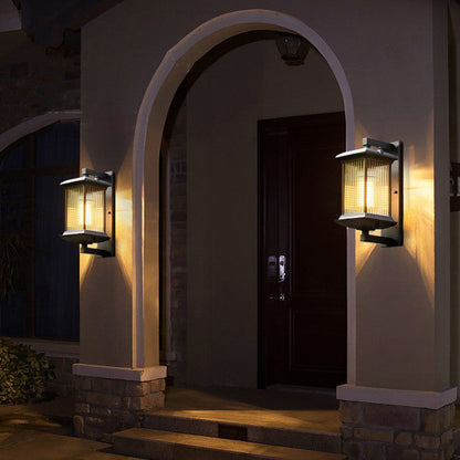 Chinese Glass Column 1-Light Outdoor Wall Sconce Lamp