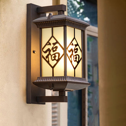 Chinese Glass Column 1-Light Outdoor Wall Sconce Lamp