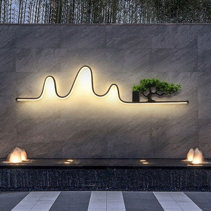 Aluminum Pine Wood LED Waterproof Outdoor Wall Sconce Lamp