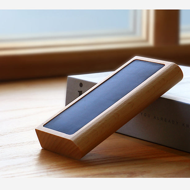 Simplicity Wood Rectangular LED Solar Wall Sconce Lamp