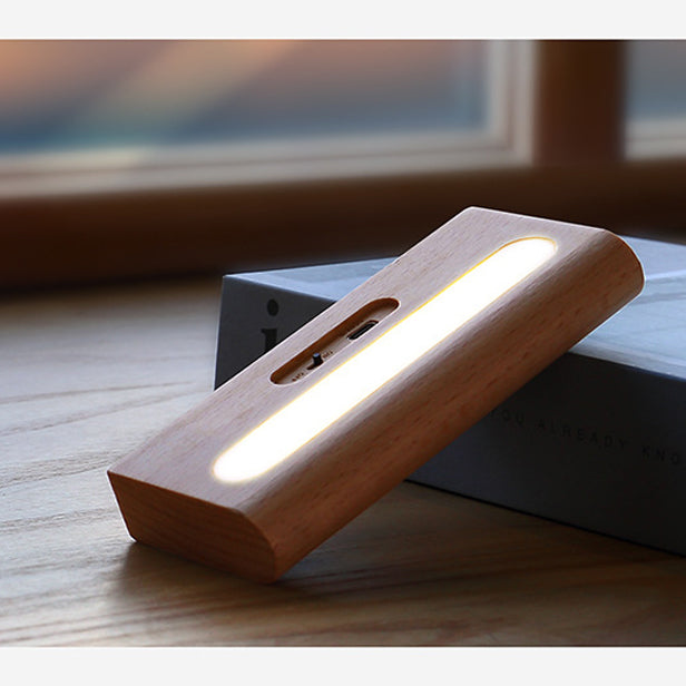 Simplicity Wood Rectangular LED Solar Wall Sconce Lamp