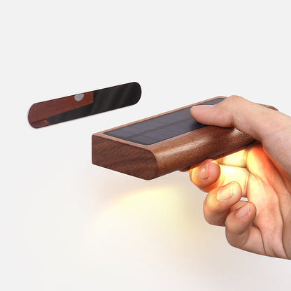 Simplicity Wood Rectangular LED Solar Wall Sconce Lamp