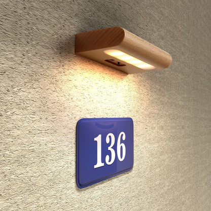 Simplicity Wood Rectangular LED Solar Wall Sconce Lamp