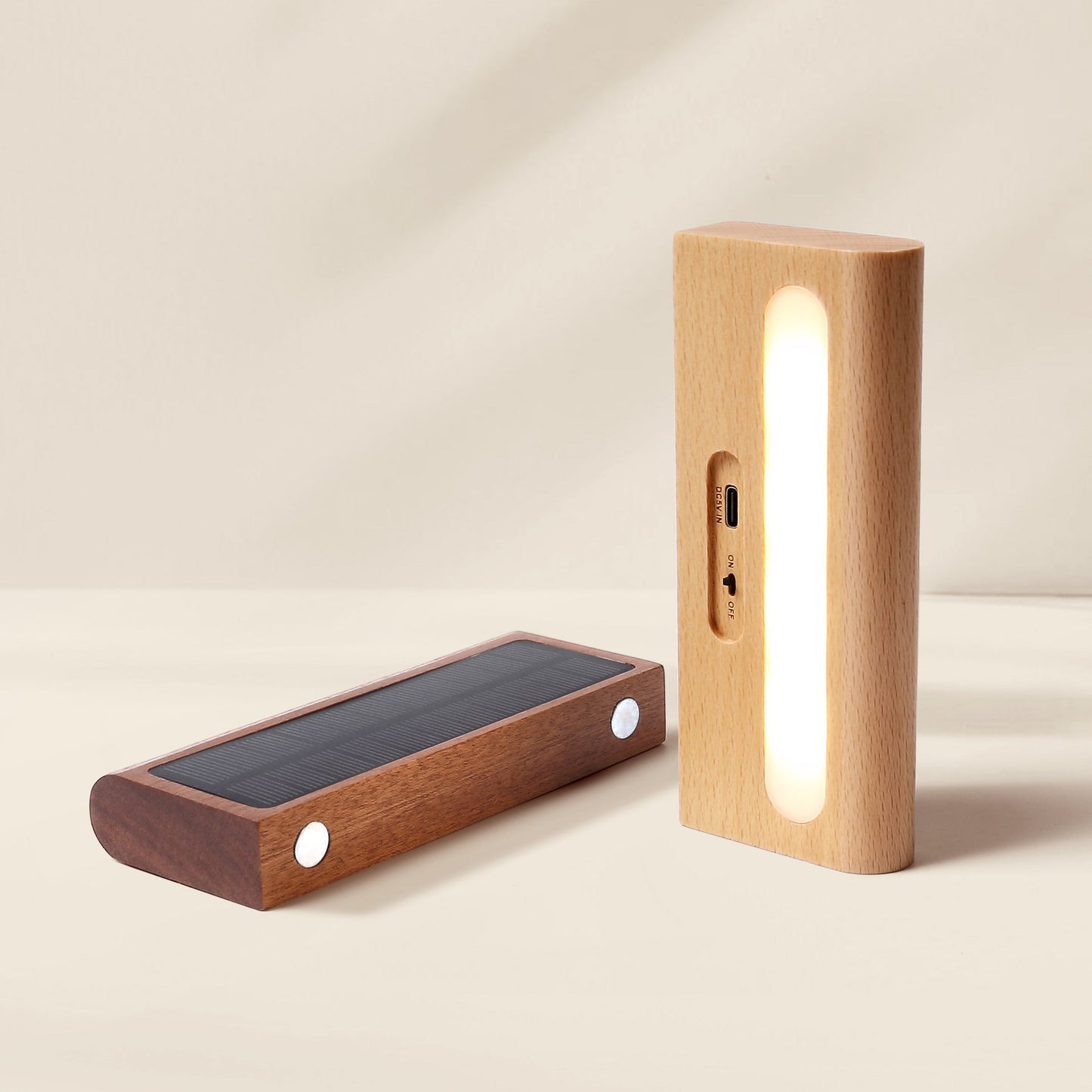 Simplicity Wood Rectangular LED Solar Wall Sconce Lamp