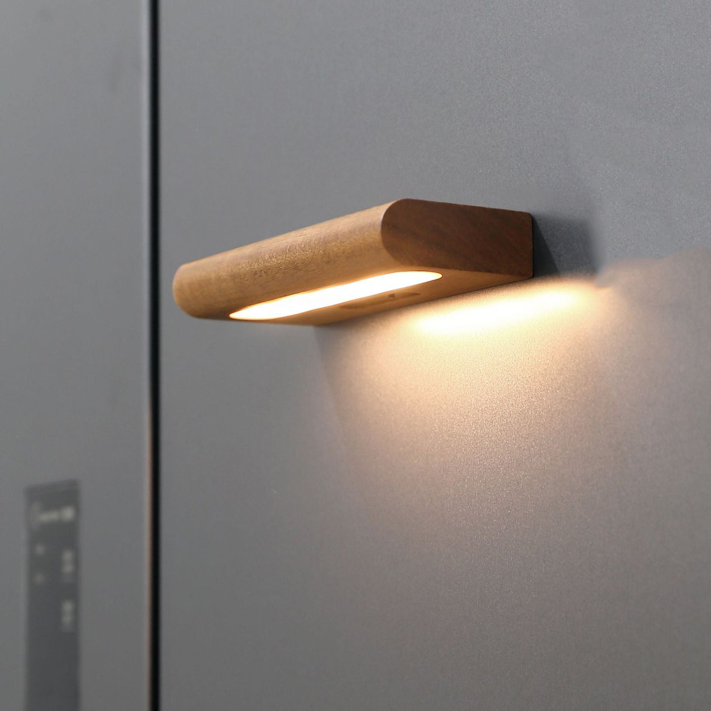 Simplicity Wood Rectangular LED Solar Wall Sconce Lamp