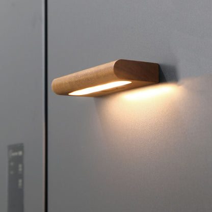 Simplicity Wood Rectangular LED Solar Wall Sconce Lamp