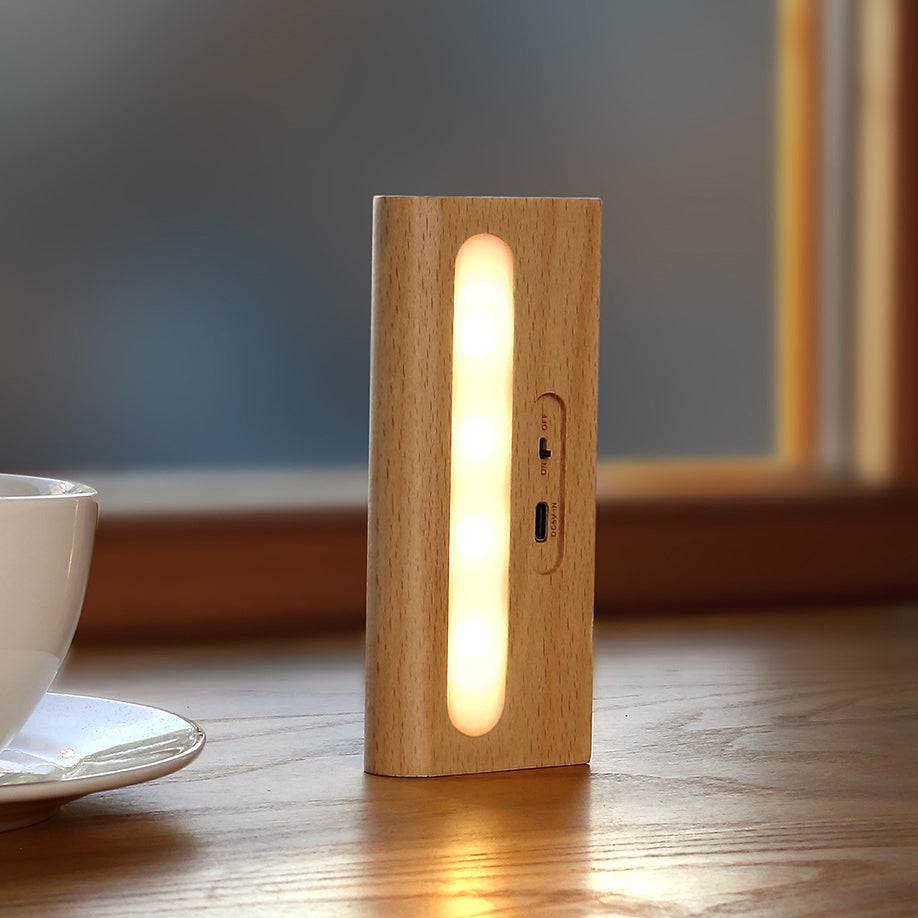 Simplicity Wood Rectangular LED Solar Wall Sconce Lamp