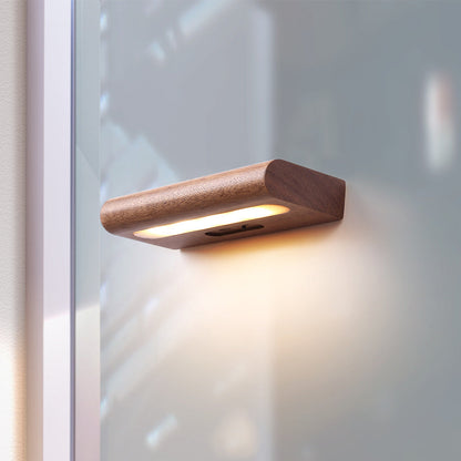 Simplicity Wood Rectangular LED Solar Wall Sconce Lamp