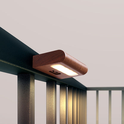 Simplicity Wood Rectangular LED Solar Wall Sconce Lamp