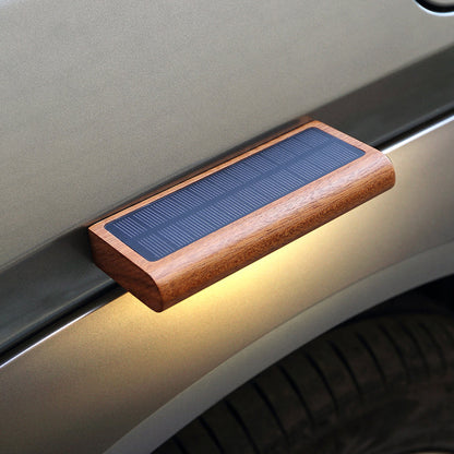Simplicity Wood Rectangular LED Solar Wall Sconce Lamp