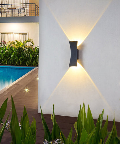 Curved And Down Illuminated LED Waterproof Wall Sconce Lamp