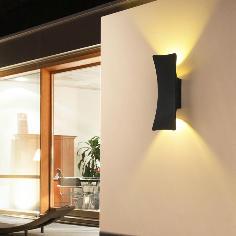 Curved And Down Illuminated LED Waterproof Wall Sconce Lamp