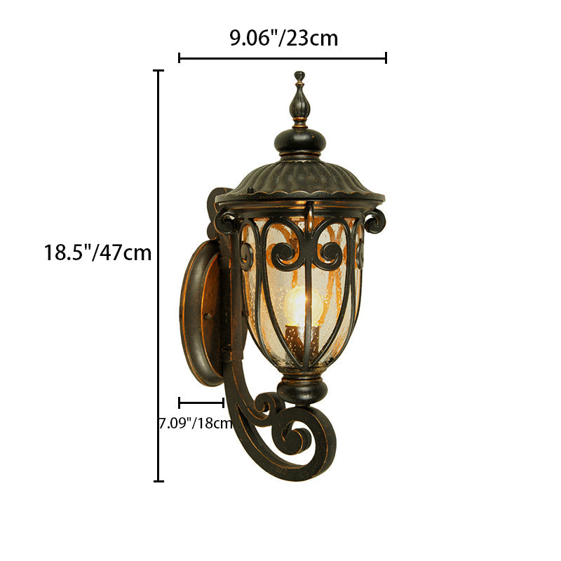 Antique Aluminum Glass 1-Light Porch Light Wall Sconce Lamp