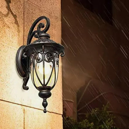 Antique Aluminum Glass 1-Light Porch Light Wall Sconce Lamp