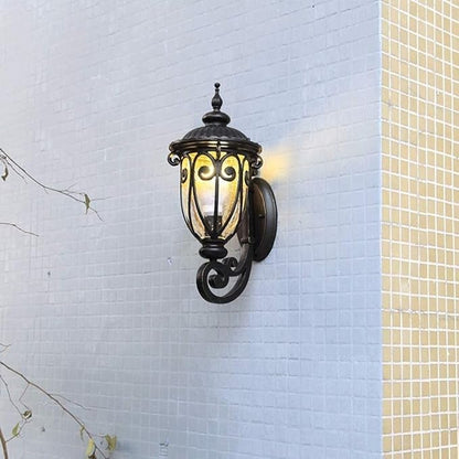 Antique Aluminum Glass 1-Light Porch Light Wall Sconce Lamp