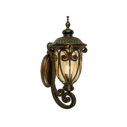Antique Aluminum Glass 1-Light Porch Light Wall Sconce Lamp