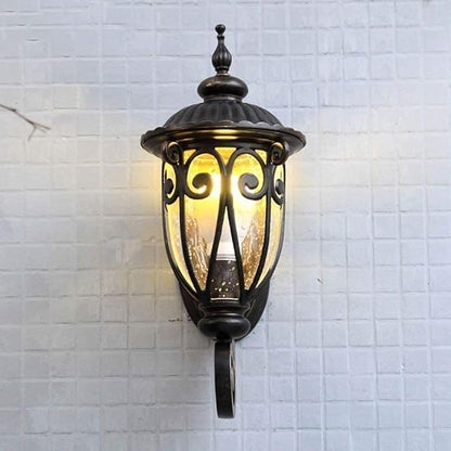 Antique Aluminum Glass 1-Light Porch Light Wall Sconce Lamp
