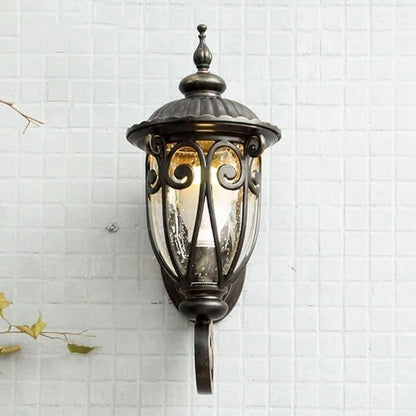 Antique Aluminum Glass 1-Light Porch Light Wall Sconce Lamp