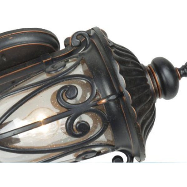Antique Aluminum Glass 1-Light Porch Light Wall Sconce Lamp