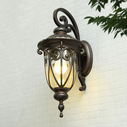 Antique Aluminum Glass 1-Light Porch Light Wall Sconce Lamp