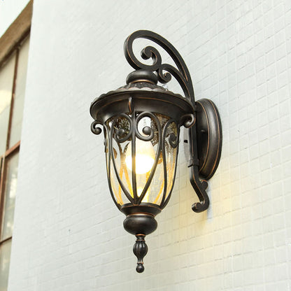 Antique Aluminum Glass 1-Light Porch Light Wall Sconce Lamp