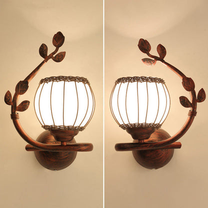 Iron Weaving Glass Cup Shade 1-Light Wall Sconce Lamp