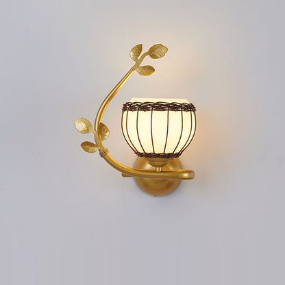 Iron Weaving Glass Cup Shade 1-Light Wall Sconce Lamp