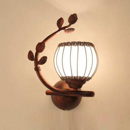 Iron Weaving Glass Cup Shade 1-Light Wall Sconce Lamp