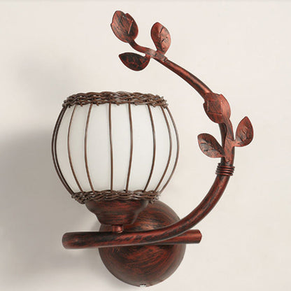 Iron Weaving Glass Cup Shade 1-Light Wall Sconce Lamp