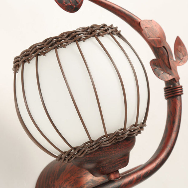 Iron Weaving Glass Cup Shade 1-Light Wall Sconce Lamp