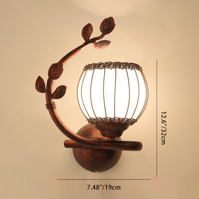 Iron Weaving Glass Cup Shade 1-Light Wall Sconce Lamp