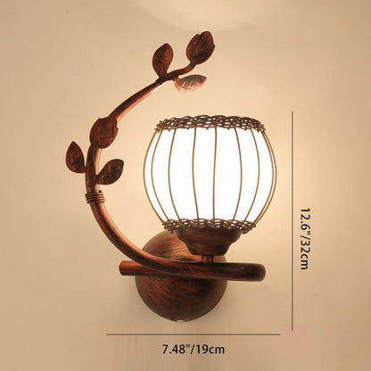 Iron Weaving Glass Cup Shade 1-Light Wall Sconce Lamp