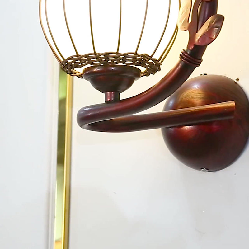 Iron Weaving Glass Cup Shade 1-Light Wall Sconce Lamp