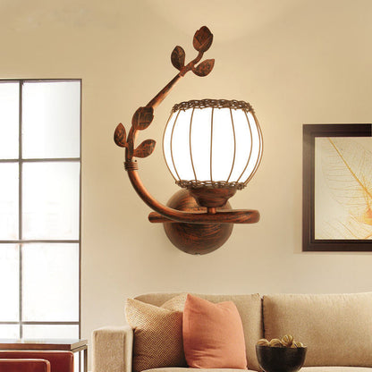 Iron Weaving Glass Cup Shade 1-Light Wall Sconce Lamp