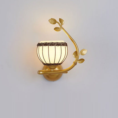 Iron Weaving Glass Cup Shade 1-Light Wall Sconce Lamp