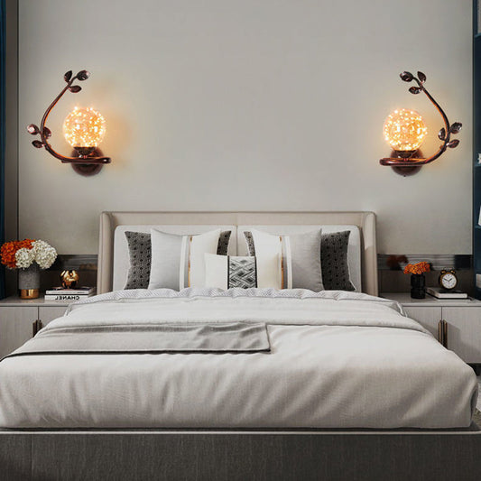 Luxury Iron Frame Glass Cup Shade 1-Light Wall Sconce Lamp