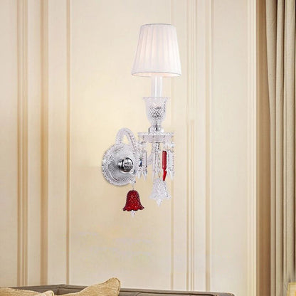 Glass Candlestick Fabric Shade 1/2-Light Wall Sconce Lamp