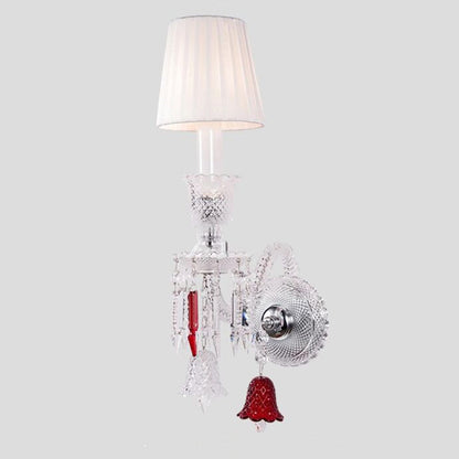 Glass Candlestick Fabric Shade 1/2-Light Wall Sconce Lamp