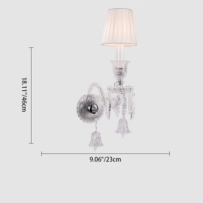 Glass Candlestick Fabric Shade 1/2-Light Wall Sconce Lamp