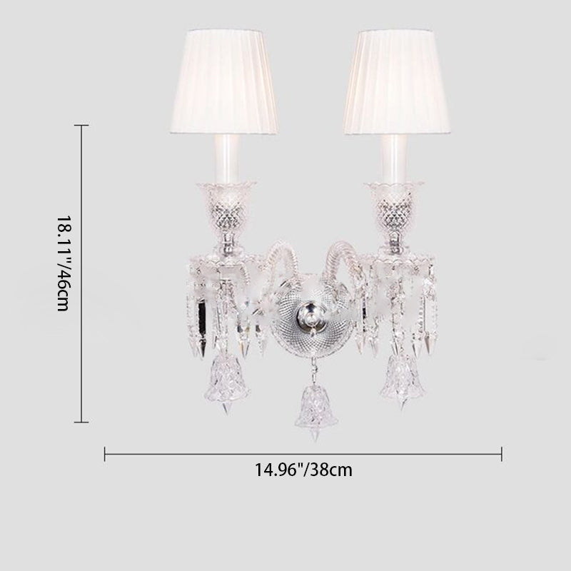 Glass Candlestick Fabric Shade 1/2-Light Wall Sconce Lamp