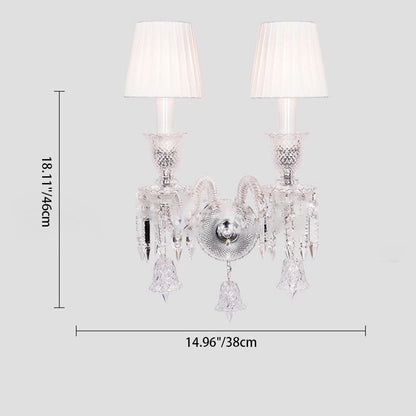 Glass Candlestick Fabric Shade 1/2-Light Wall Sconce Lamp