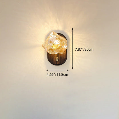 Japanese Cube Texture Glass Shade 1-Light Wall Sconce Lamp