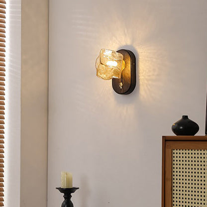 Japanese Cube Texture Glass Shade 1-Light Wall Sconce Lamp