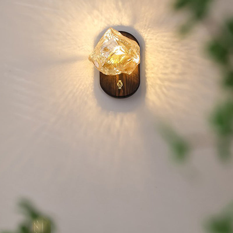 Japanese Cube Texture Glass Shade 1-Light Wall Sconce Lamp